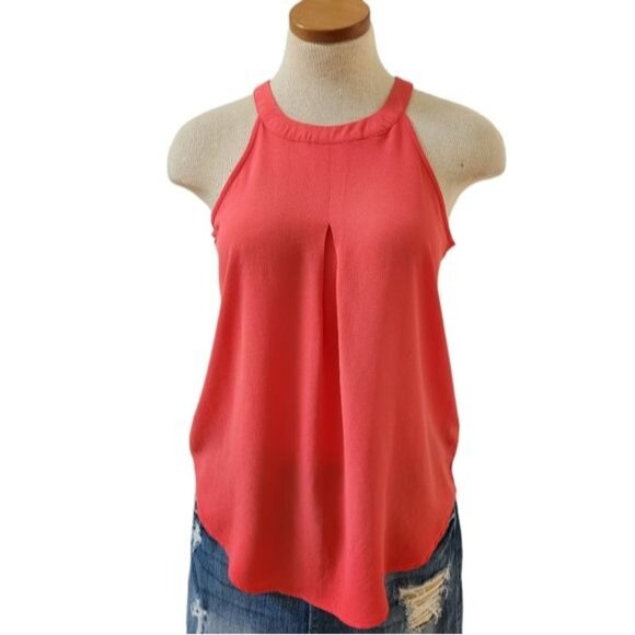 Blue Pepper Women's Sleeveless High Neck Pleated Cami Top size Medium - Picture 1 of 11